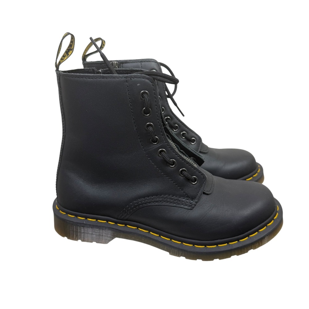 Dr. Martens 1460 Pascal Front Zip Nappa Black Leather Boots Womens US Size 9
